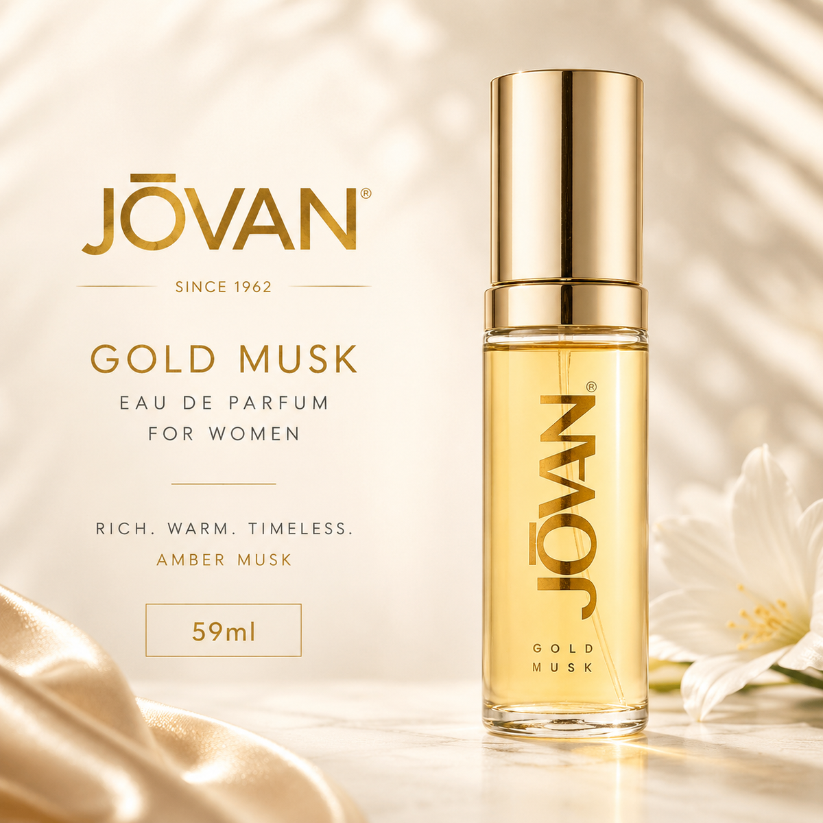 Jovan Musk Oil Gold for Women Eau de Parfum 59ml | Rich Warm Amber Musk