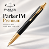 Parker IM Premium Ballpoint Pen – Black with Gold Trim | Premium Ballpoint Pen