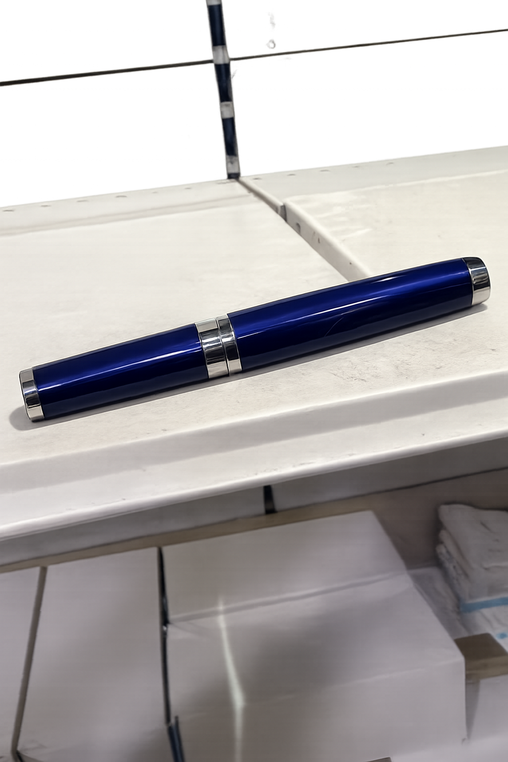 Waterman Exception Slim Blue Fountain Pen | Silver Trim | New | Minor Cosmetic Scratch