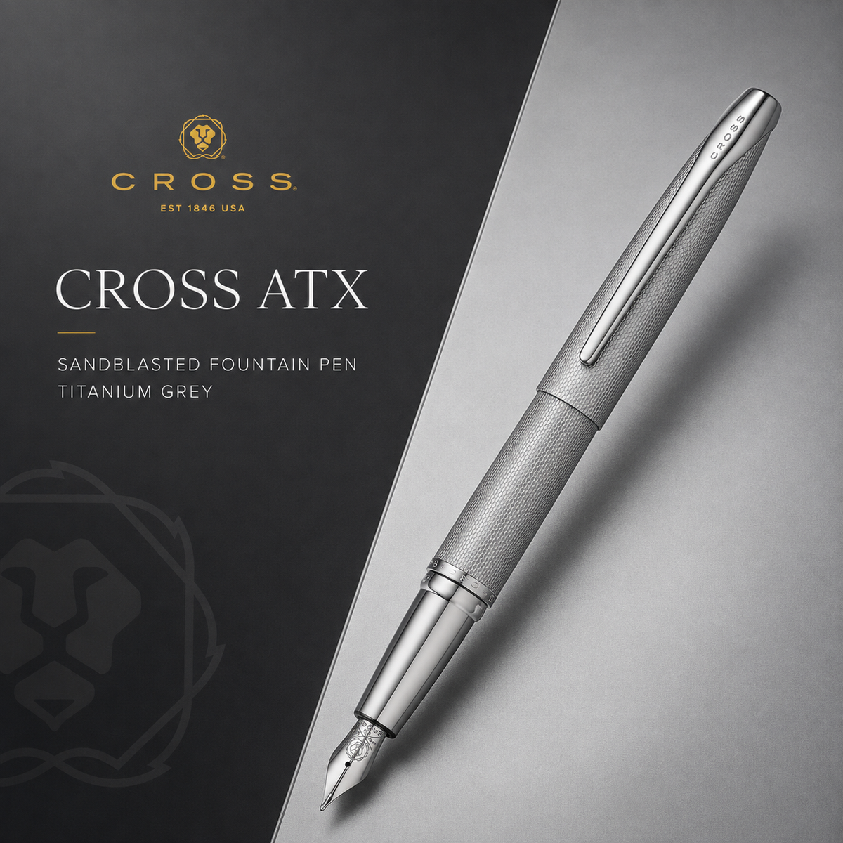 Cross ATX Sandblasted Fountain Pen – Titanium Grey (Medium Nib)