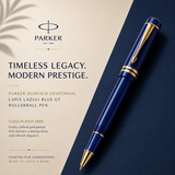 Parker Duofold Centennial Lapis Lazuli Blue GT Rollerball Pen – Gold-Plated Trim