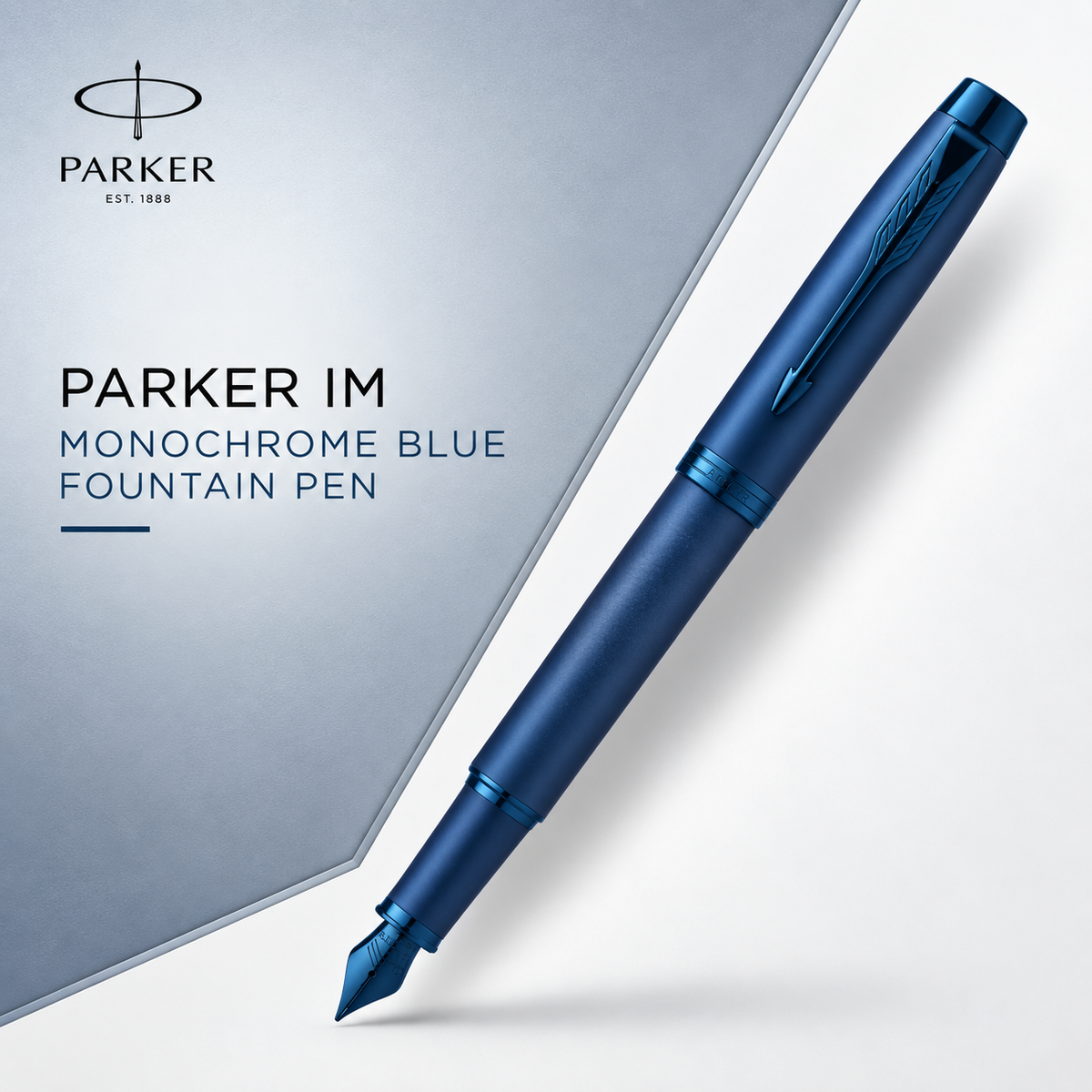 Parker IM Monochrome Blue Fountain Pen – Matching Blue Trim
