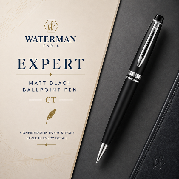 Waterman Expert Matt Black Ballpoint Pen – Premium Writing Instrument