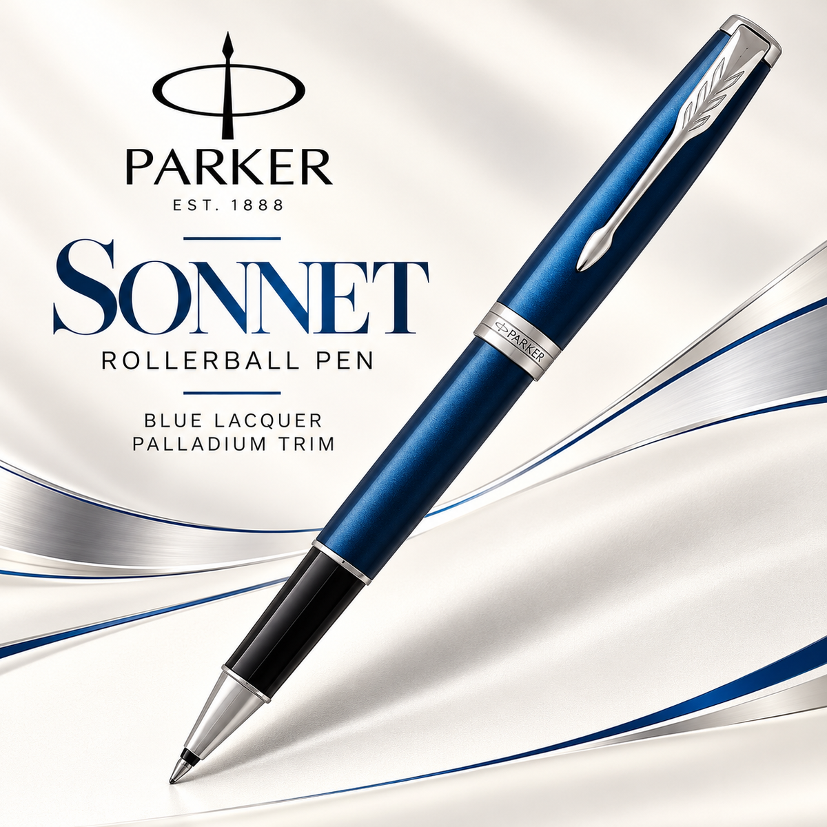 Parker Sonnet Rollerball Pen – Blue Lacquer Palladium Trim
