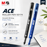 M&G ACE Rollerball Pen 50174 – 0.5mm Fine Point (Blue / Black)