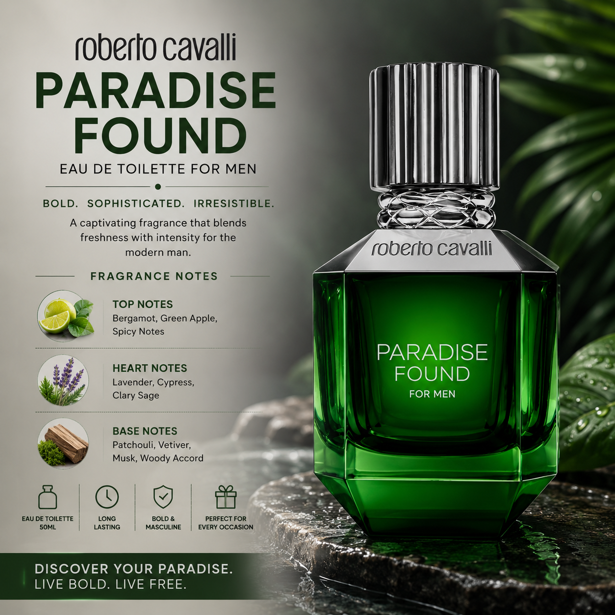 Roberto Cavalli Paradise Found For Men EDT 50Ml
