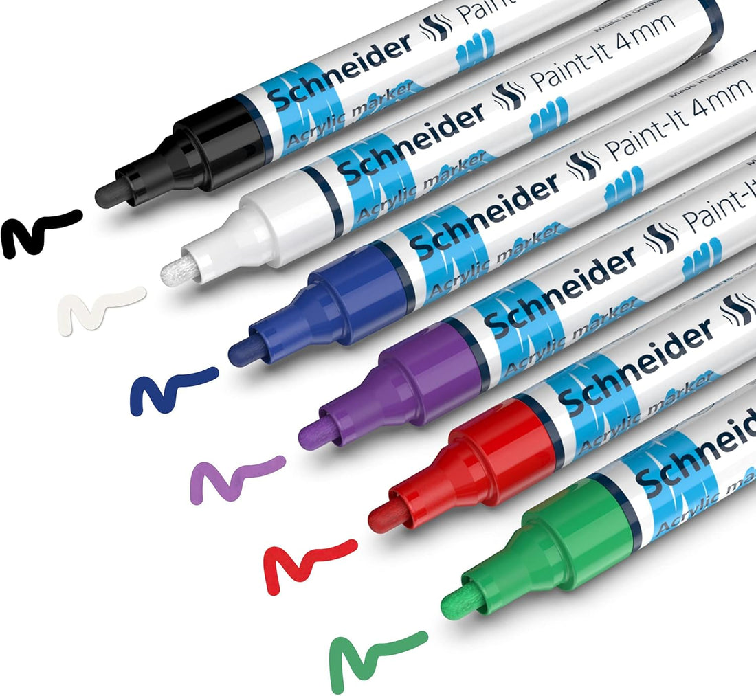 Schneider Paint-It 320 Acrylic Marker Set – 4mm | 6-Color Pack