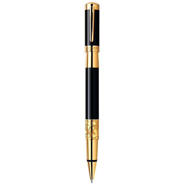 Waterman Elegance Black GT Rollerball Pen – 23K Gold-Plated Trim