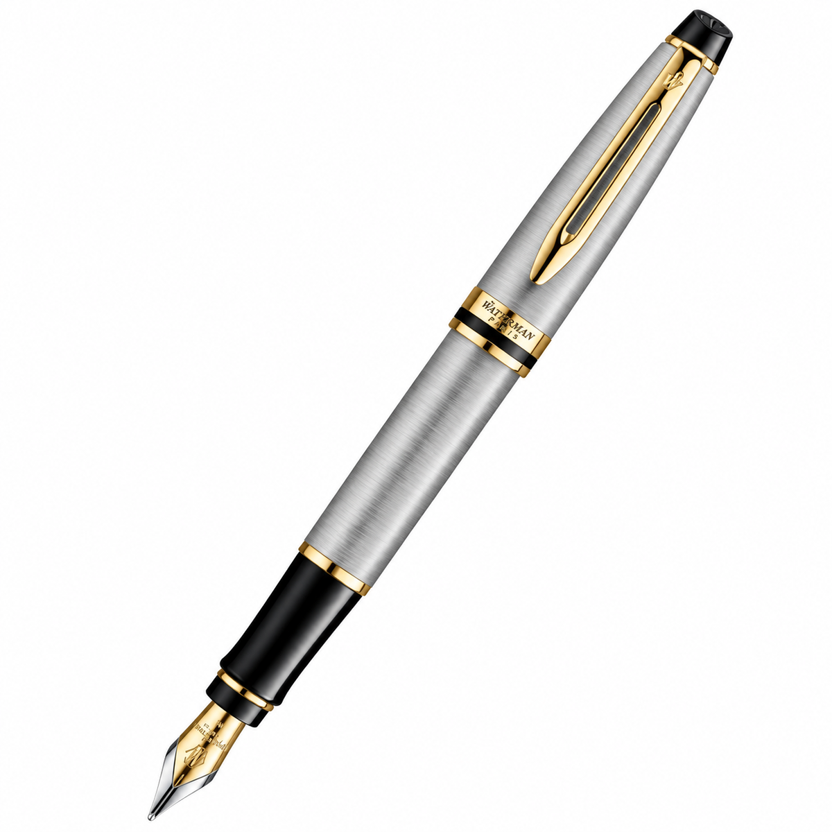 Waterman Expert Fountain Pen – Stainless Steel with Gold Trim