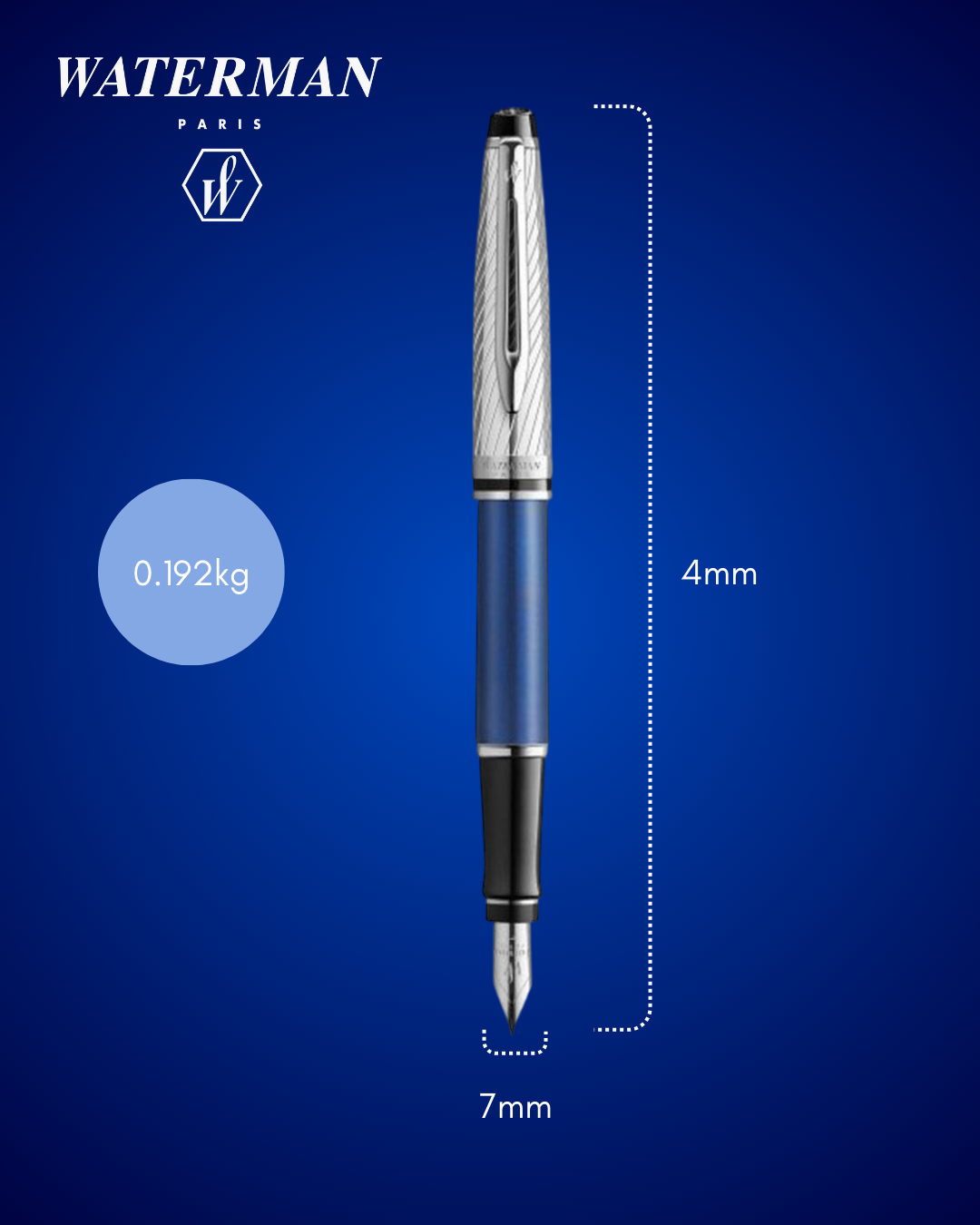 Waterman Expert Blue Obsession ST Fountain Pen – Premium Writing Instrument