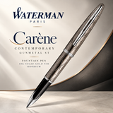 Waterman Carène Contemporary Gunmetal ST Fountain Pen – 18K Solid Gold Rhodium-Plated Medium Nib