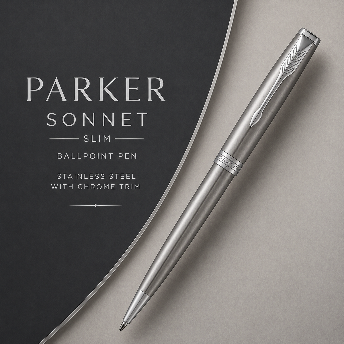 Parker Sonnet Slim Ballpoint Pen – Stainless Steel with Chrome Trim