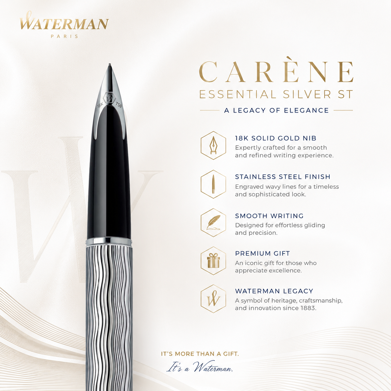 Waterman Carène Essential Silver ST Fountain Pen