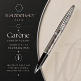 Waterman Carène Contemporary Gunmetal ST Fountain Pen – 18K Solid Gold Rhodium-Plated Medium Nib