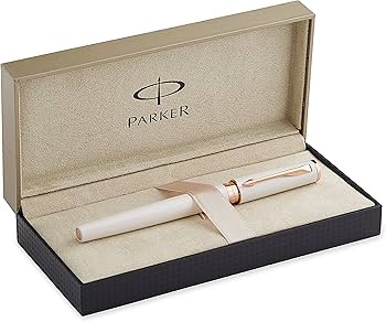 Parker Ingenuity Slim 5th Technology Rollerball Pen | Pearl & Pink Gold Trim, Fine