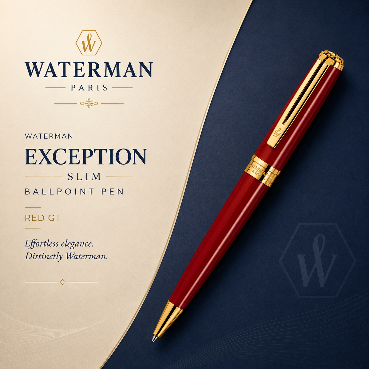 Waterman Exception Slim Ballpoint Pen – Red GT (Collectible, Refurbished)