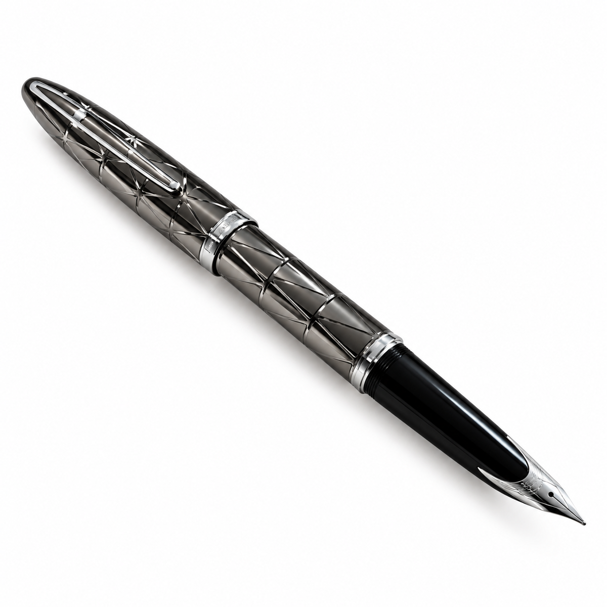 Waterman Carène Contemporary Gunmetal ST Fountain Pen – 18K Solid Gold Rhodium-Plated Medium Nib