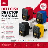 Deli 0150 Desktop Manual Pencil Sharpener – Hand-Crank Tabletop Sharpener for School, Office & Home