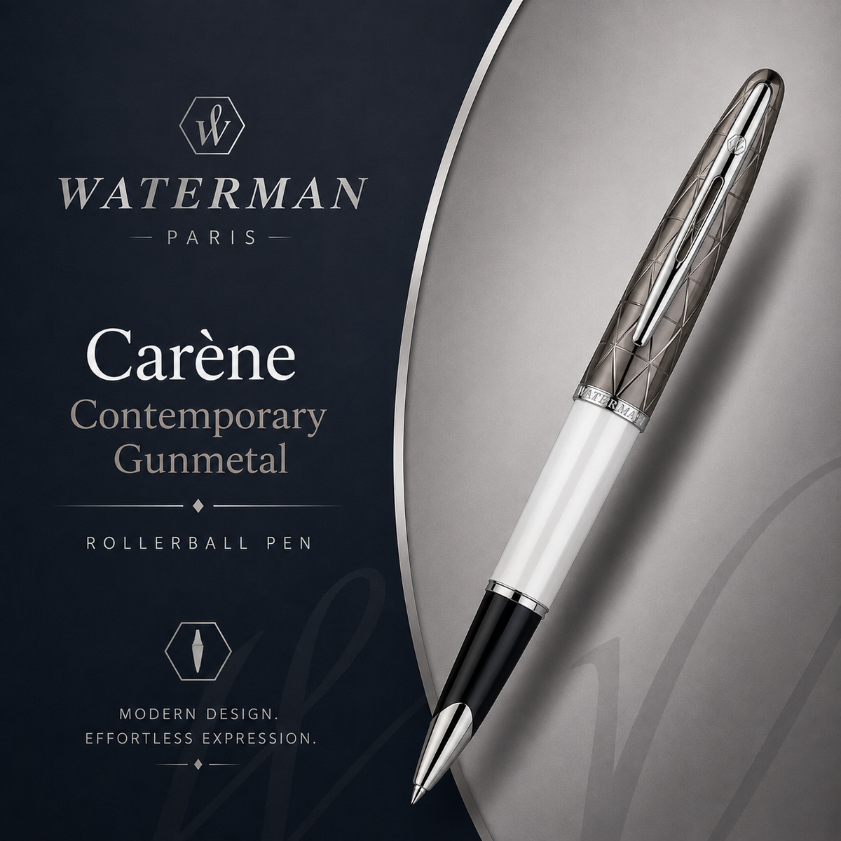 Waterman Carène Rollerball Pen – Contemporary Gunmetal with Chrome Trim