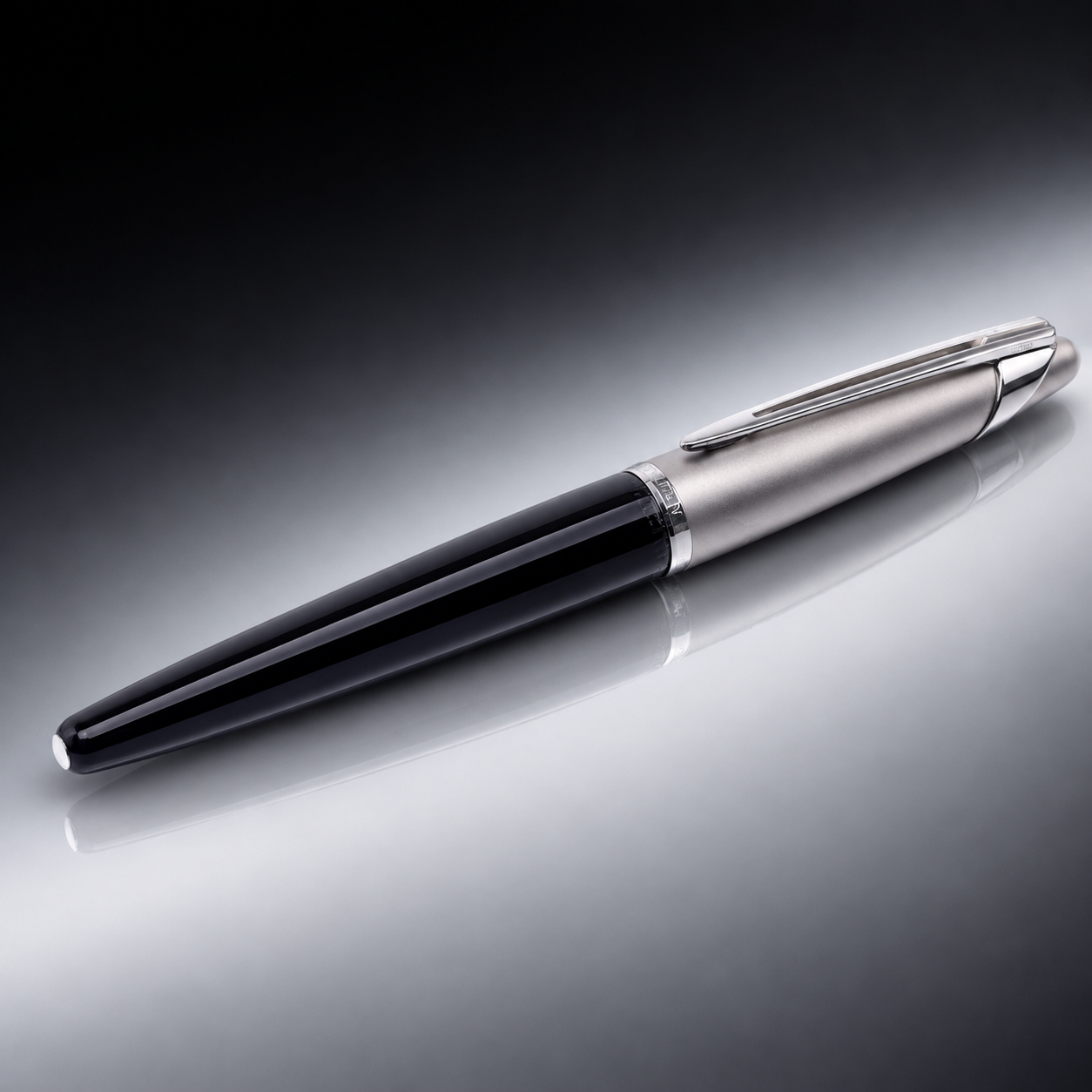 Waterman Edson Diamond Black Rollerball Pen – Platinum-Plated Trim