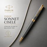 Parker Sonnet Ciselé Sterling Silver GT Ballpoint Pen