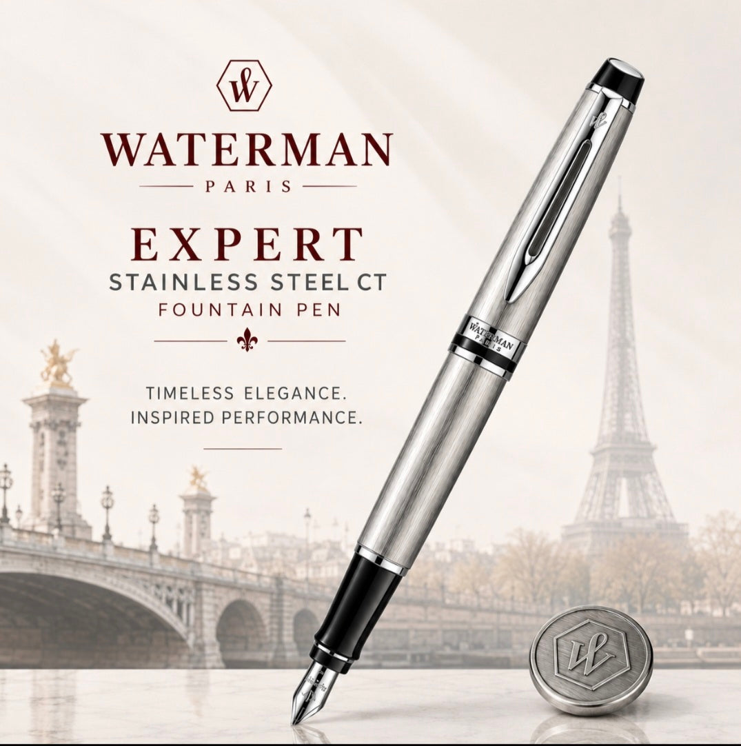 Waterman Expert Stainless Steel CT Fountain Pen – Premium Writing Instrument