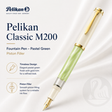 Pelikan Classic M200 Fountain Pen – Pastel Green | Piston Filler | Made in Germany