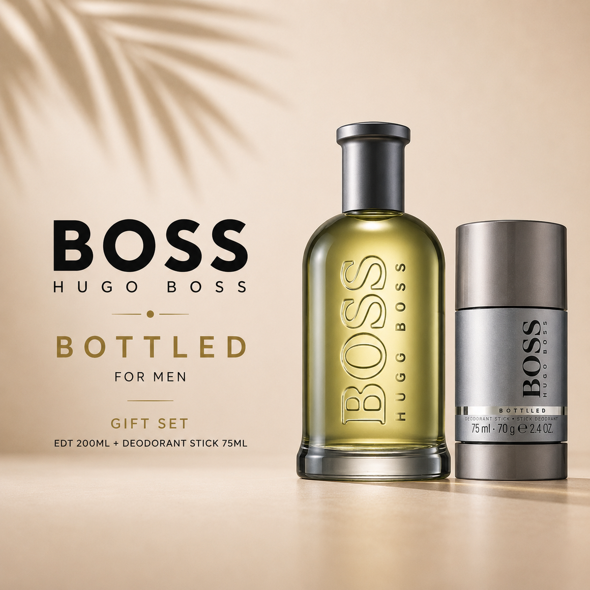Hugo Boss Bottled for Men Gift Set | EDT 200ml + Deodorant Stick 75ml