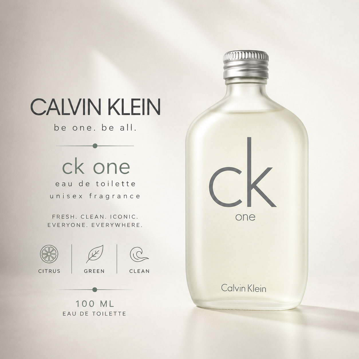 Calvin Klein CK One EDT 100ml – Unisex Fragrance bottle 