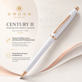 Cross Century II ballpoint pen, pearlescent white lacquer barrel