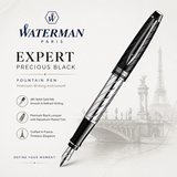 Waterman Expert Precious Black Fountain Pen – Premium Writing Instrument