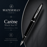 Waterman Carène Rollerball Pen – Black Sea with Stainless Steel Trim
