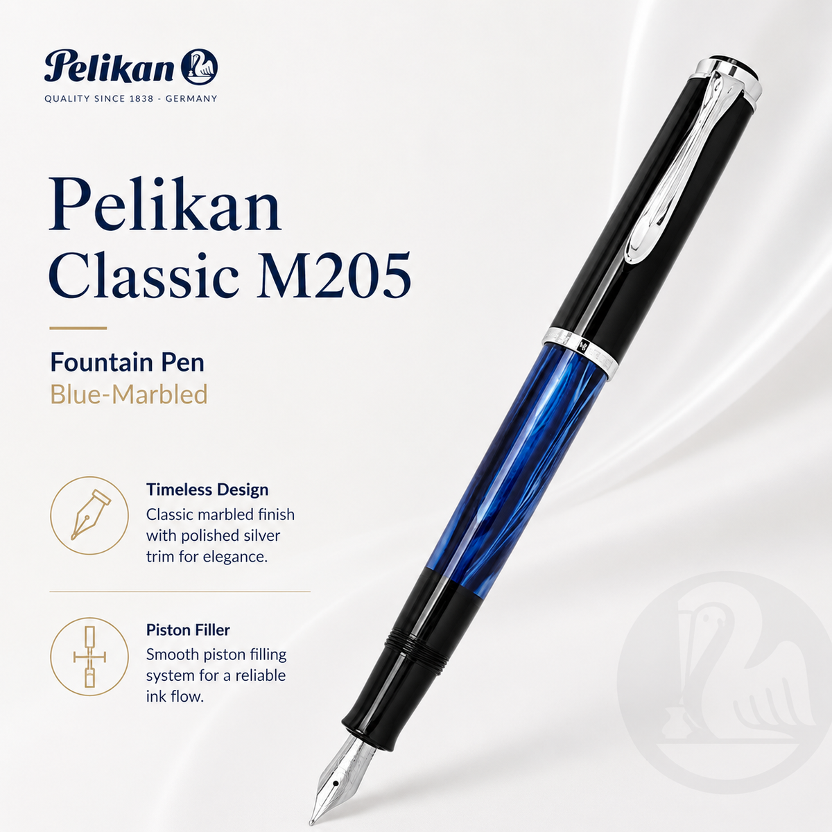 Classic M205 Blue-Marbled Fountain Pen