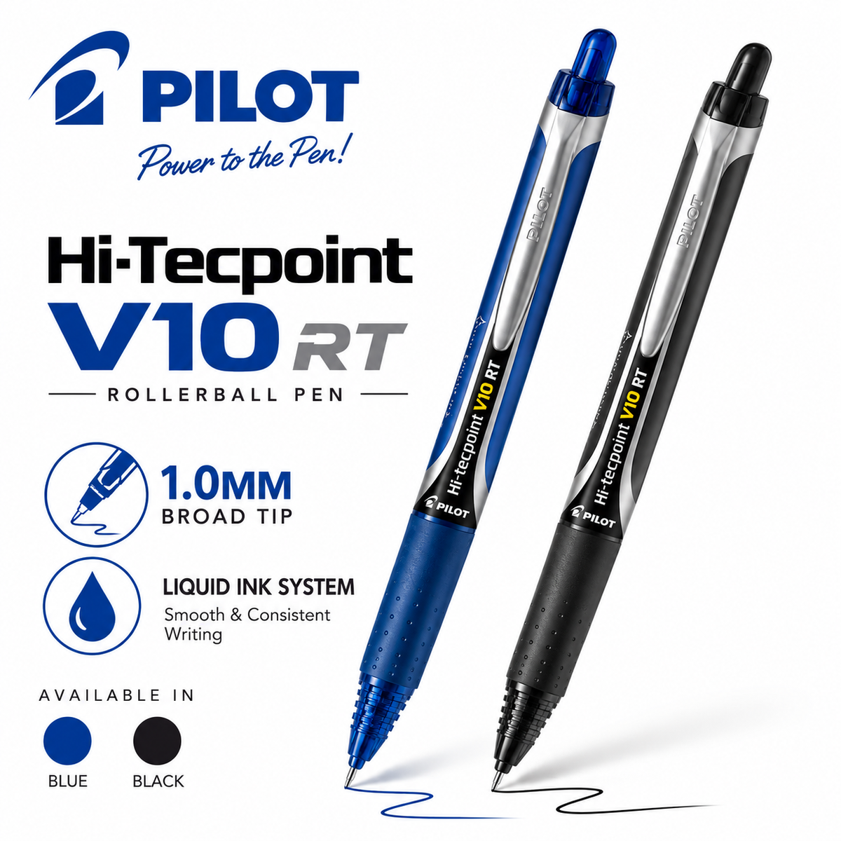 Pilot Hi-Tecpoint V10 RT Rollerball Pen – Blue / Black