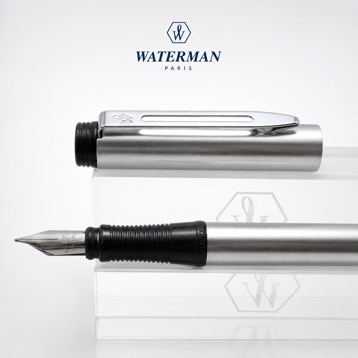 Waterman Daytona Vintage Fountain Pen – Brushed Stainless Steel | Chrome Trim