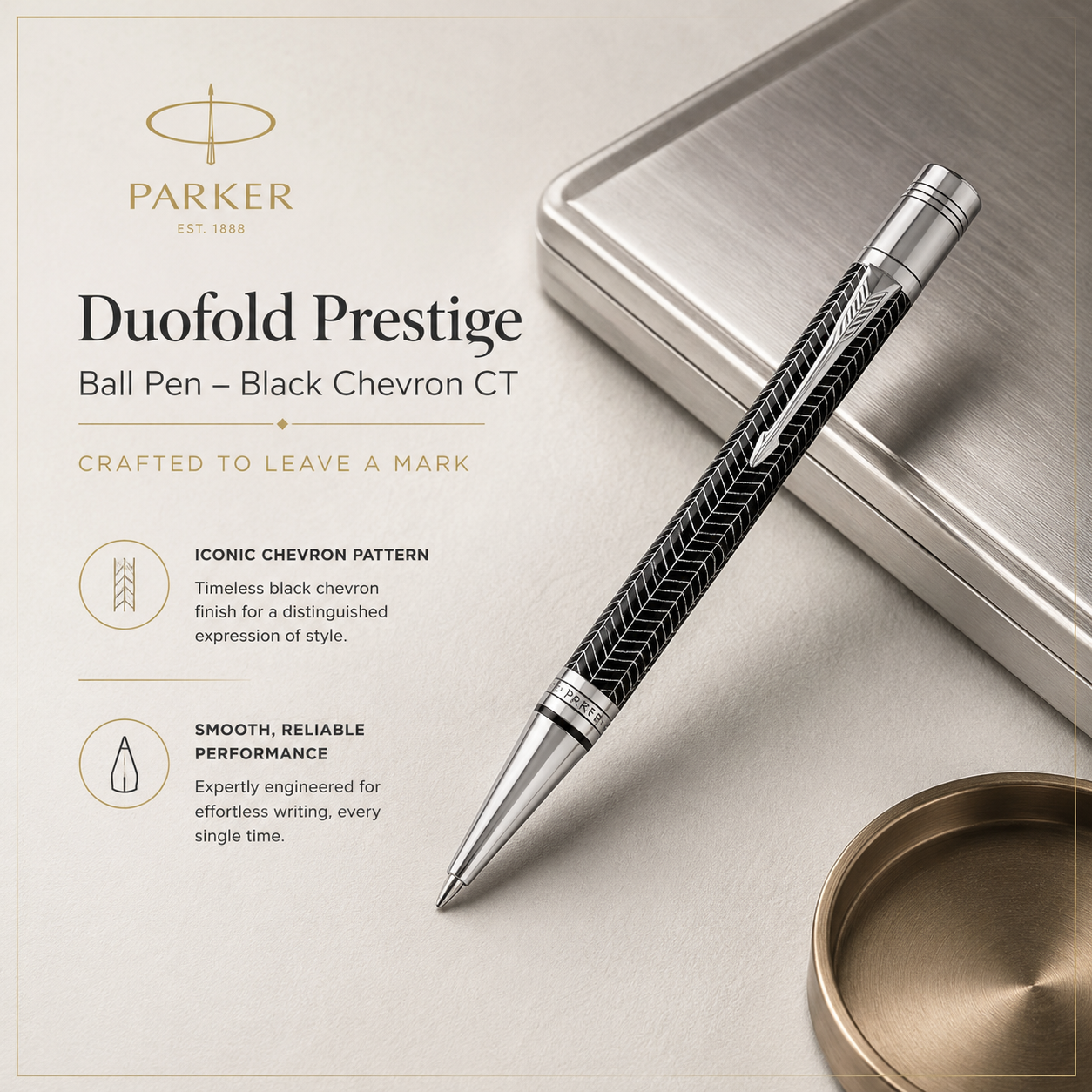 Parker Duofold Prestige Ball Pen – Black Chevron CT | Luxury Ballpoint