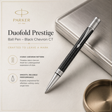Parker Duofold Prestige Ball Pen – Black Chevron CT | Luxury Ballpoint