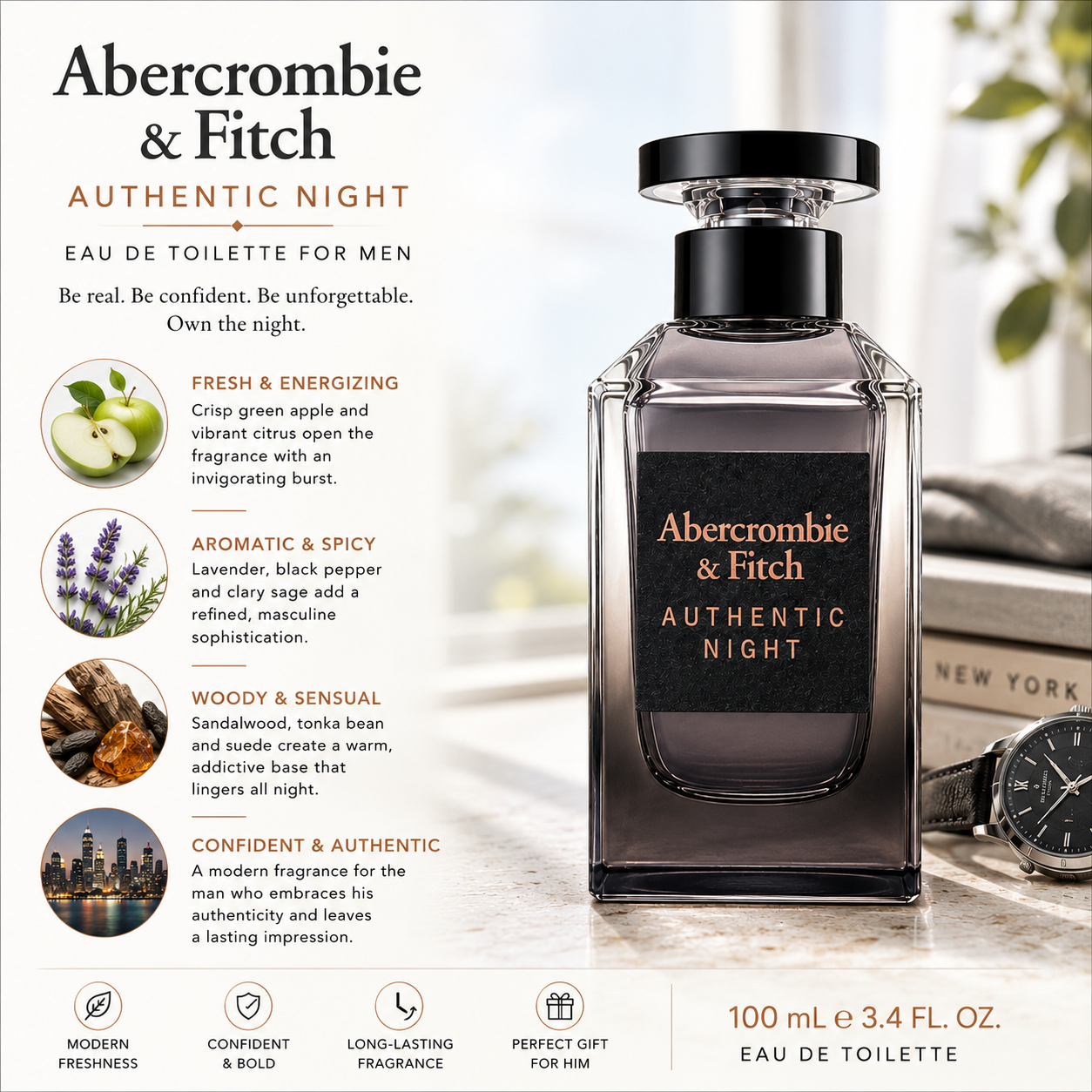 Abercrombie & Fitch Authentic Night Eau de Toilette – Men 100ml