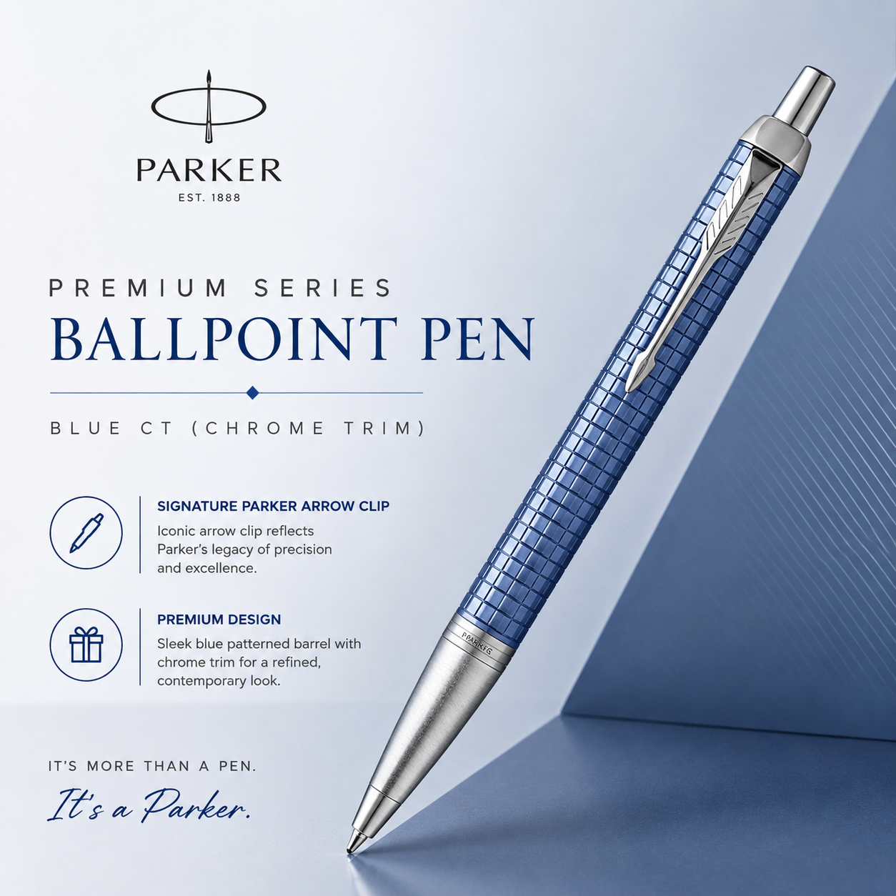 Parker Premium Series Ballpoint Pen – Blue CT (Chrome Trim)