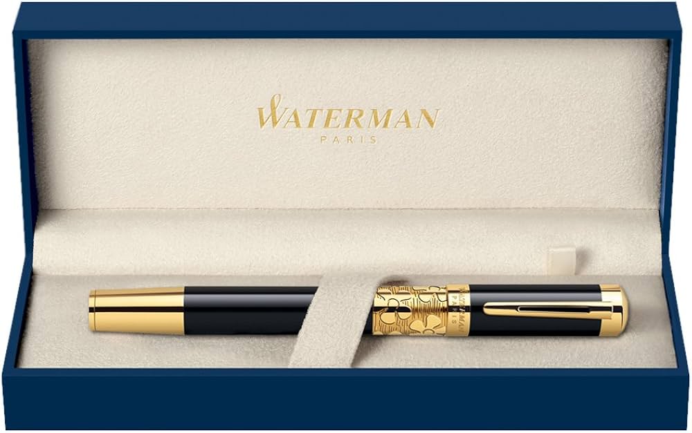 Waterman Elegance Black GT Rollerball Pen – 23K Gold-Plated Trim