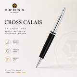 Cross Calais Ballpoint Pen – Black Lacquer & Polished Chrome