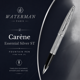 Waterman Carène Essential Fountain Pen – Silver with Silver Trim (18K Gold Nib)