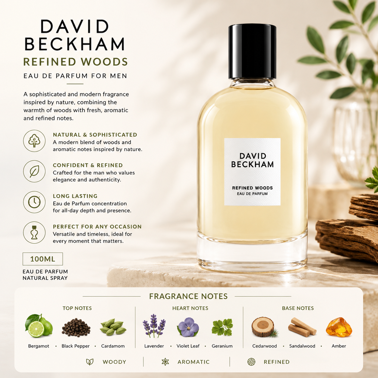 David Beckham Refined Woods Eau de Parfum – 100ml