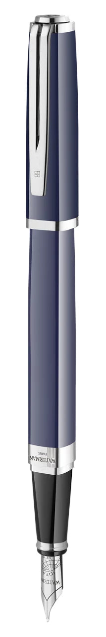 Waterman Exception Slim Blue Fountain Pen | Silver Trim | New | Minor Cosmetic Scratch