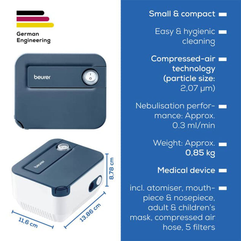 Beurer IH 16 compact nebuliser inhalation device, white respiratory device, additional view 6