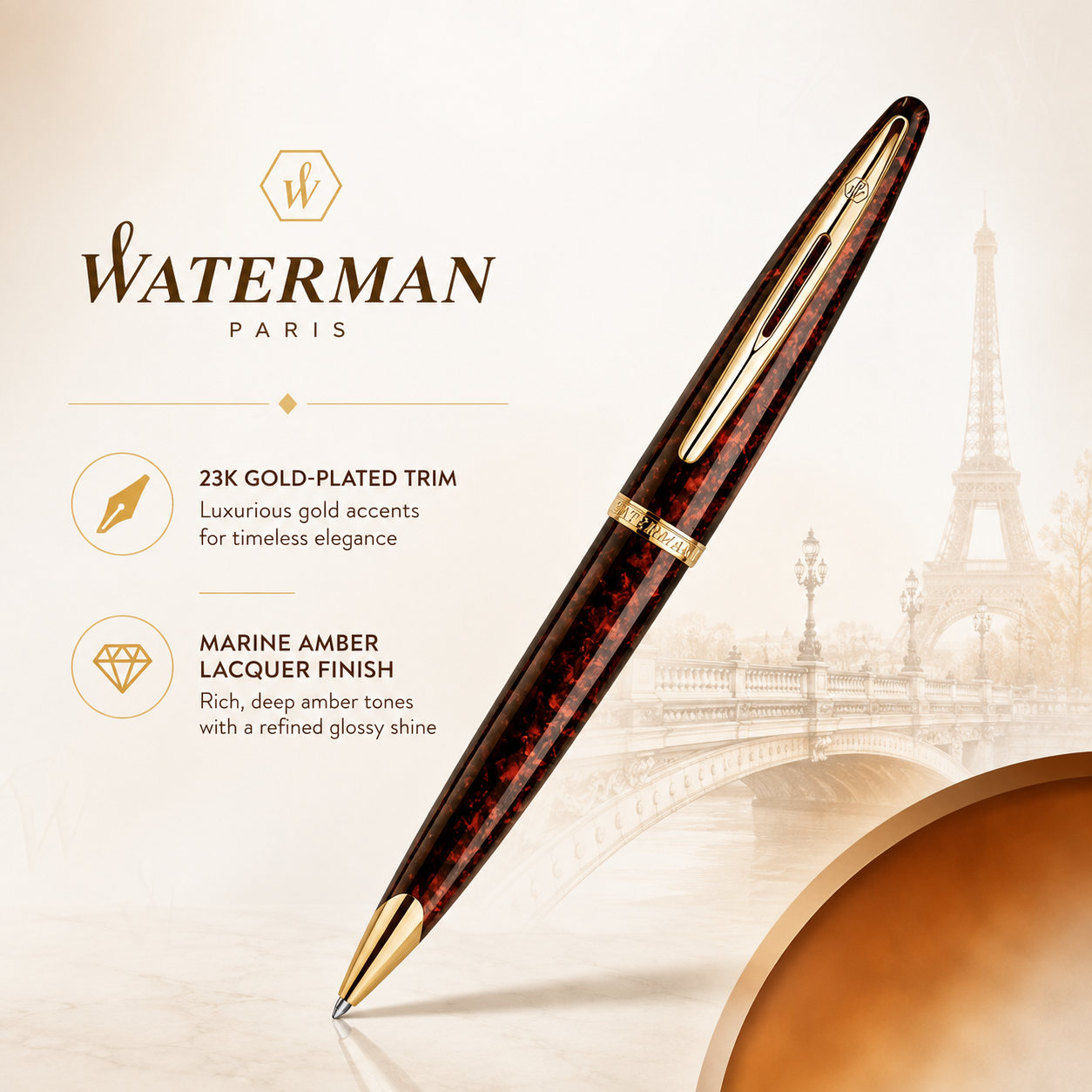 Waterman Carène Marine Amber GT Fountain Pen – Medium Nib (Copy)
