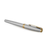 Parker Sonnet Stainless Steel GT Fountain Pen – Medium Nib & 23K Gold-Plated Trim