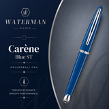 Waterman Carène Rollerball Pen – Blue with Stainless Steel Trim