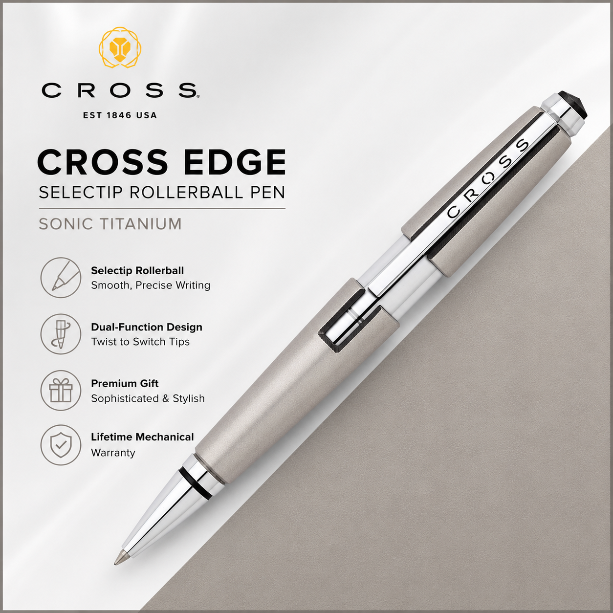 Cross Edge Selectip Rollerball Pen – Sonic Titanium