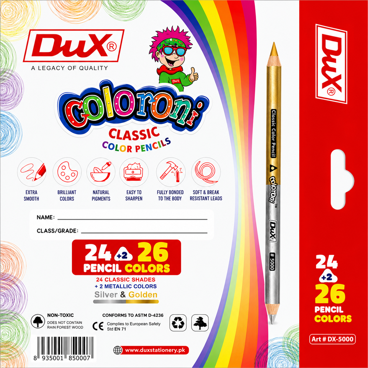Dux Coloroni Classic Colour Pencils – 26-Color Set | DX-5000